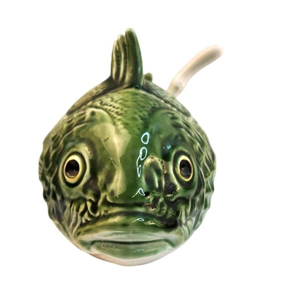 Fish-Shaped 2qt. Ceramic Soup Tureen with Serving Spoon 1950s Vintage Fish Lover - Picture 2 of 14